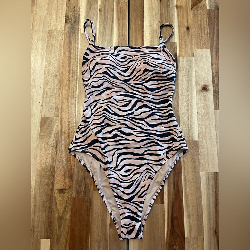 Shade & Shore Zebra Print One Piece Swimsuit